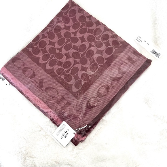 COACH Signature Jacquard Oversized Square Scarf - Picture 1 of 6